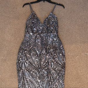 fiona high slit formal sequin dress